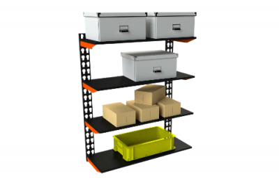 Стеллаж модульный Metalex серии FLY 2000х1000х400 (7 полок) оранжево-чёрный