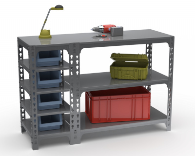 Стол-верстак Metalex 950х1800х600 (с бок. полками) серый