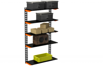 Стеллаж модульный Metalex серии FLY 2000х1000х400 (7 полок) оранжево-чёрный