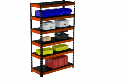 Стеллаж Metalex HARD 2200х1800х600 6 полок оранжево-чёрный